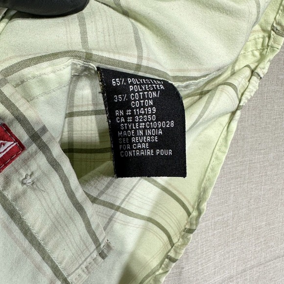 Quiksilver Men’s Shirt Small Button Up Green Short Sleeve Plaid Party - Picture 10 of 13